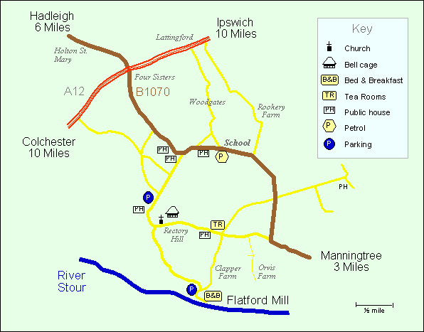 Map of East Bergholt and Flatford
